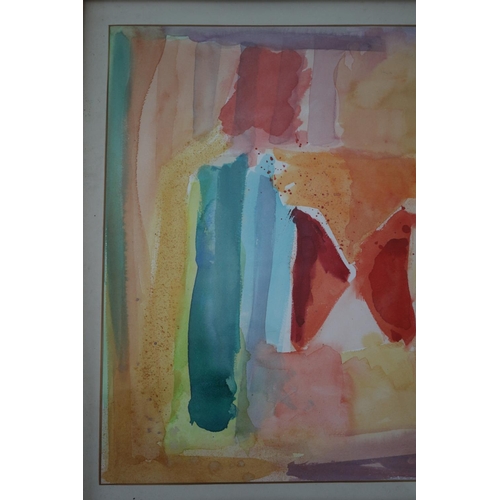 124 - Abstract Watercolour Painting Titled Flag Spirit, Framed and Glazed