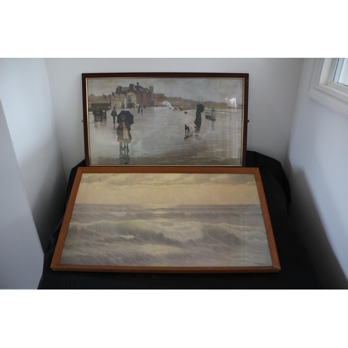 127 - 2 Large Framed and Glazed Prints. One Seascape the Other Victorian Promenade