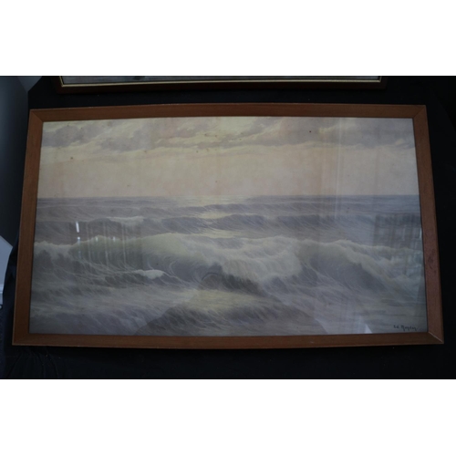 127 - 2 Large Framed and Glazed Prints. One Seascape the Other Victorian Promenade