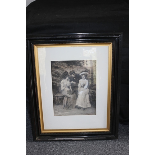 129 - Large Framed and Glazed Print of a Victorian Scene