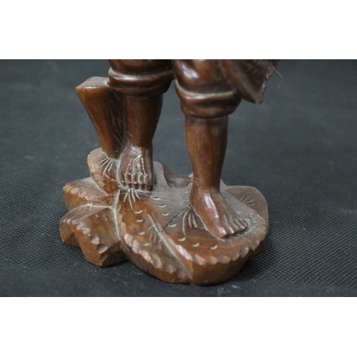 20 - Vintage Hand Carved Statue of a Chinese Fisherman