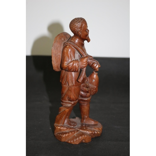 20 - Vintage Hand Carved Statue of a Chinese Fisherman