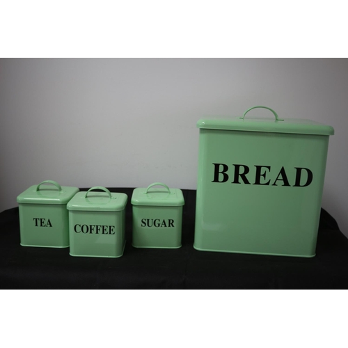 22 - Tea, Coffee, Sugar Set with Matching Bread Bin