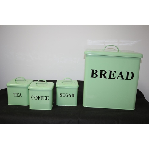 22 - Tea, Coffee, Sugar Set with Matching Bread Bin