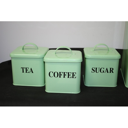 22 - Tea, Coffee, Sugar Set with Matching Bread Bin