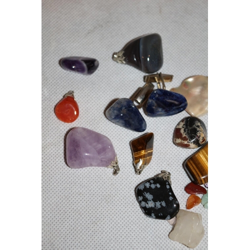 31 - Semi Precious Gemstones With Some Made Into Pendants and Cuff Link