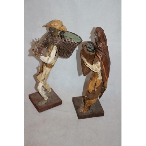 34 - A Pair of Old Paper Figures, Believed to be of Folk Art