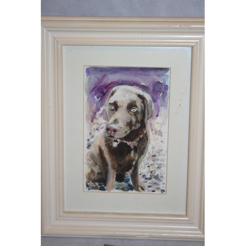 40 - 2 Naïve Watercolour Painting of Dogs