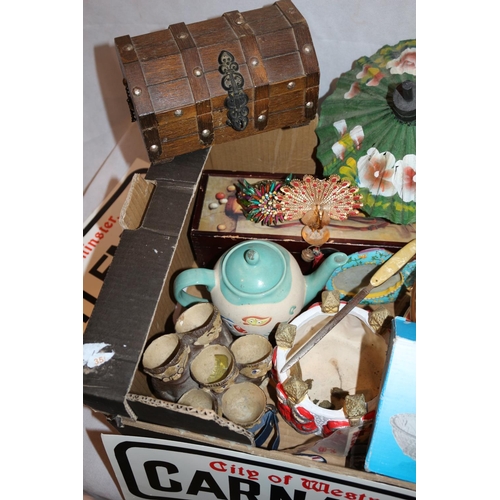 48 - A Box Of Eclectic Items Including Signs and Clock