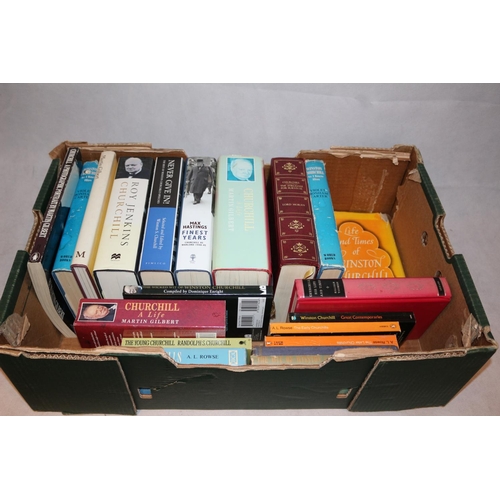 49 - Box containing large selection of books on Winston Churchill