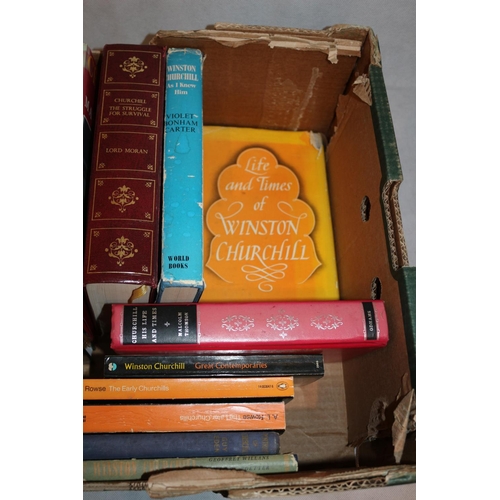 49 - Box containing large selection of books on Winston Churchill