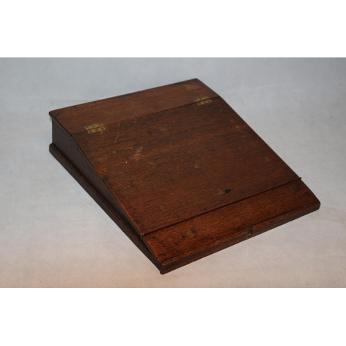 4 - Antique mobile Oak writing slope with inscription inside