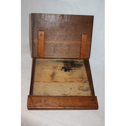 4 - Antique mobile Oak writing slope with inscription inside