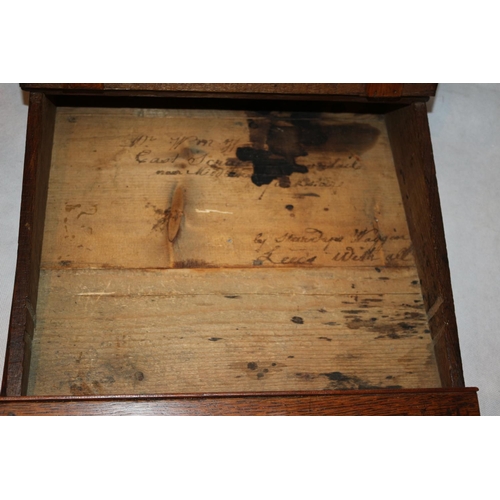 4 - Antique mobile Oak writing slope with inscription inside