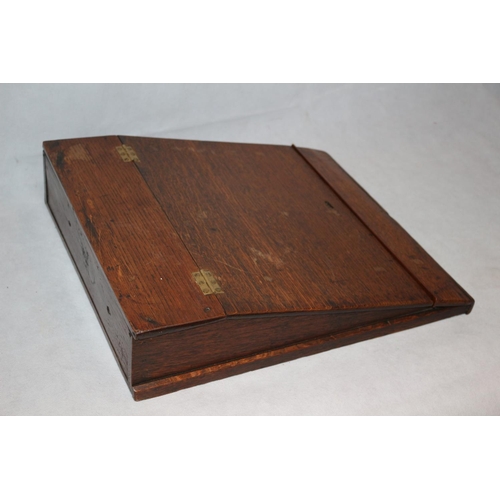 4 - Antique mobile Oak writing slope with inscription inside