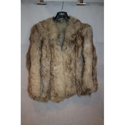 56 - Light coloured  Soft Fur, (believed to be fox), Ladies Jacket unsized