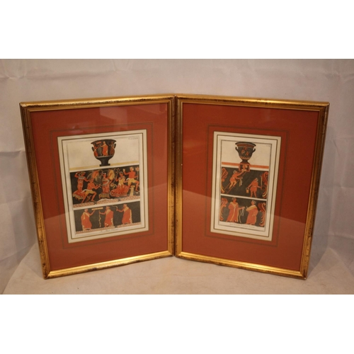 59 - Two  framed and glazed prints depicting Romanesque scene