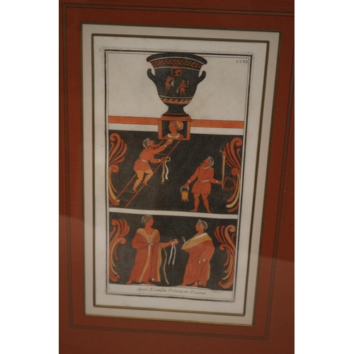 59 - Two  framed and glazed prints depicting Romanesque scene