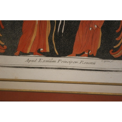 59 - Two  framed and glazed prints depicting Romanesque scene