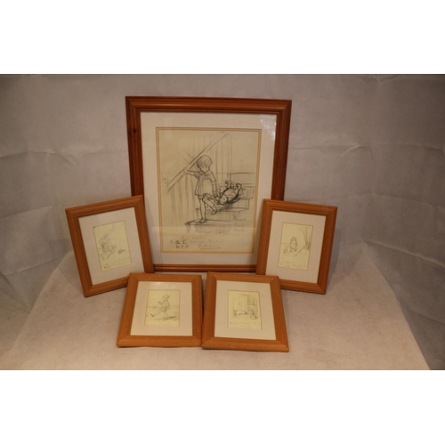 61 - 5 Wonderful Collection of Winnie the Pooh Prints Framed and glazed