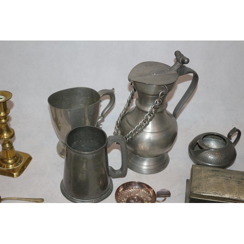 67 - An Assortment of Metalware including Pewter