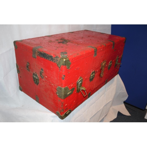 77 - A very large Steamer trunk with age