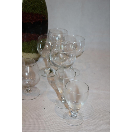 79 - A Collection of Glasses including 2 brandy glasses and  a Large Vase filled with dried peppers and o... 