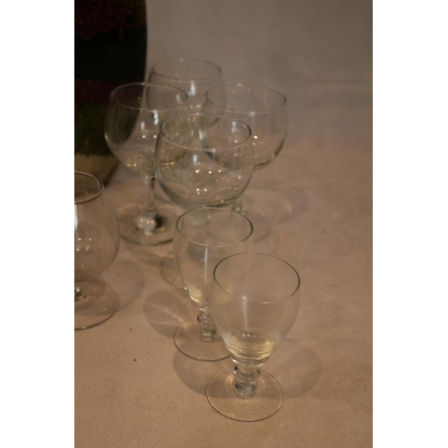 79 - A Collection of Glasses including 2 brandy glasses and  a Large Vase filled with dried peppers and o... 