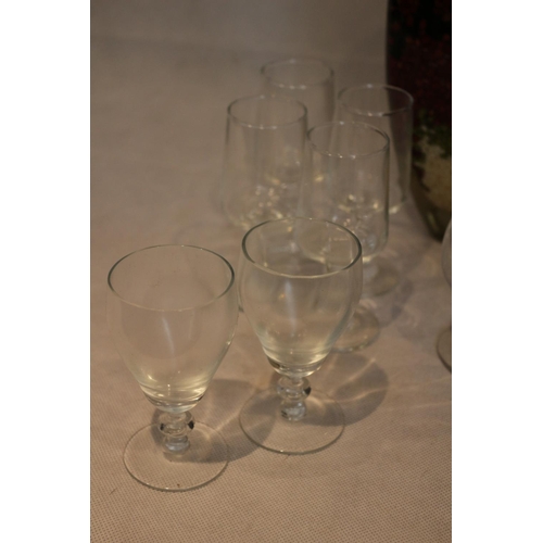 79 - A Collection of Glasses including 2 brandy glasses and  a Large Vase filled with dried peppers and o... 