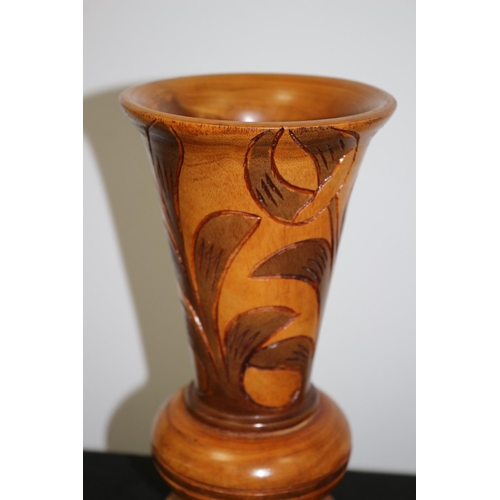 165 - Turned and Carved Wooden Vase