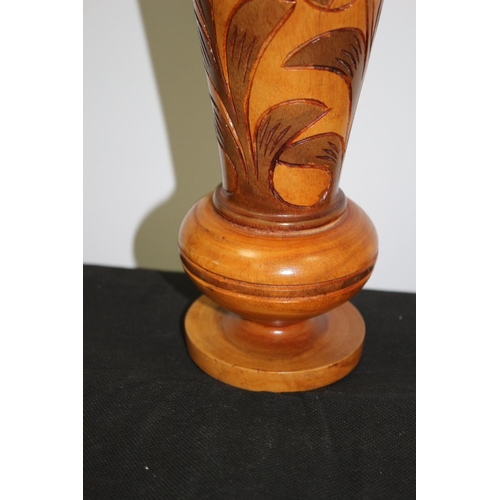 165 - Turned and Carved Wooden Vase