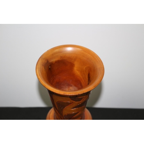 165 - Turned and Carved Wooden Vase