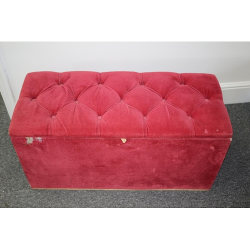 173 - Velvet covered Button Top Ottoman and matching Bedroom Chair. Project Set