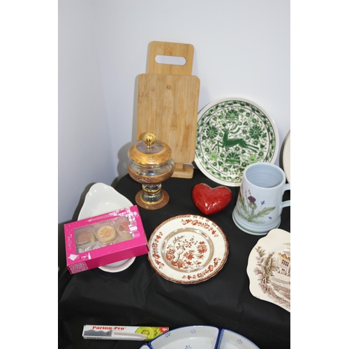 179 - An Eclectic Mix of Assorted Items Including Flatware, Lazey Susan, Plates by Alfred Meakin and a Man... 