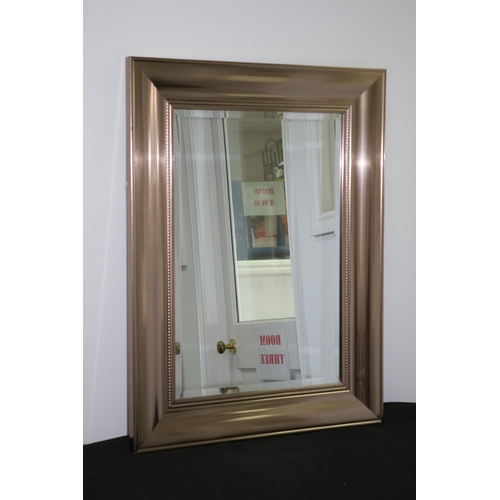 181 - Lovely Brushed Metal Bronzed Coloured Bevelled Glass Mirror