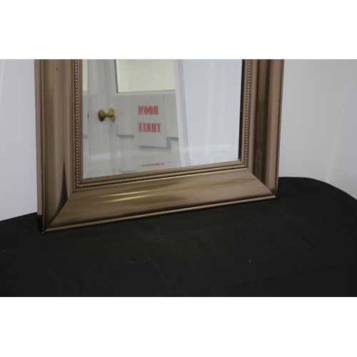 181 - Lovely Brushed Metal Bronzed Coloured Bevelled Glass Mirror