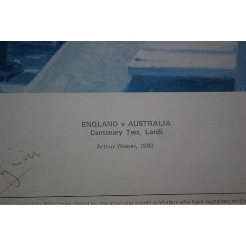 182 - Limited Edition Print of Cricket Interest, Lords 1980 England V's Australia with Signatures