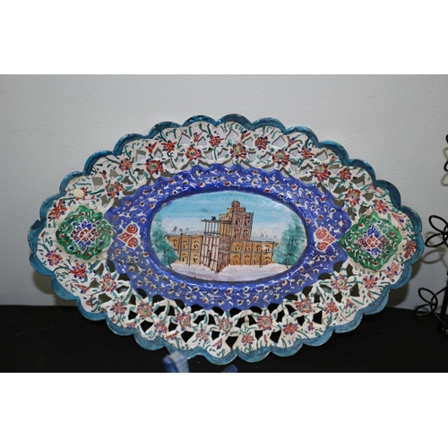 191 - An Electric Mix Including Glassware, Delft Style China Windmill and Hand Painted Porcelain