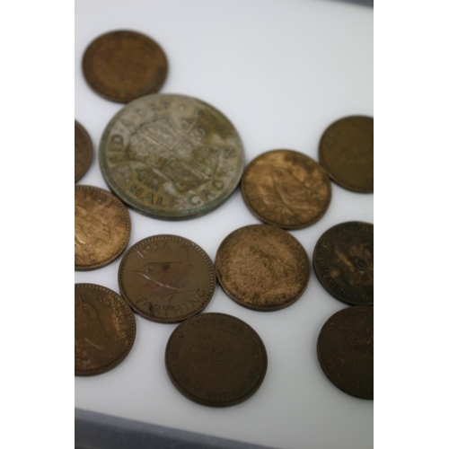 194 - A Small Assortment of Coins Including Farthings