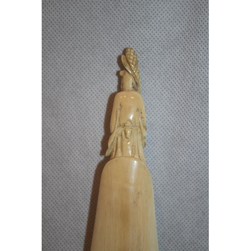 197 - 19th Century Chinese Ivory Page Turner with Figurative Carved Handle