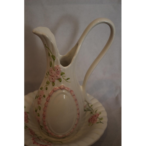 201 - A Royal Crown Bone China Plate Regency Pattern and a Small Wash Bowl and Pitcher