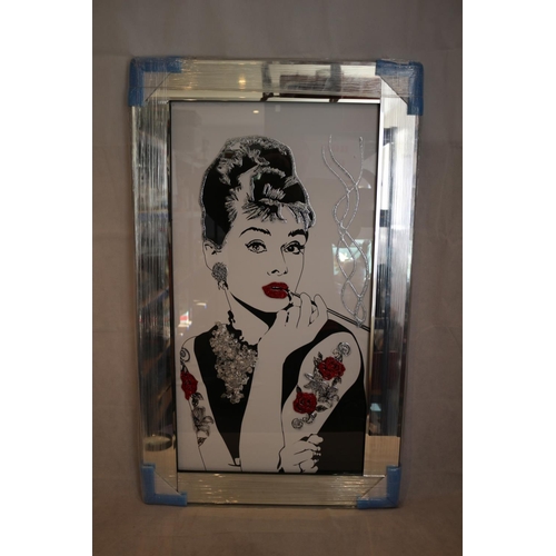 213 - The Iconic Audrey Hepburn Liquid Art Mirrored Picture. Size: H: 100cm x W: 60cm