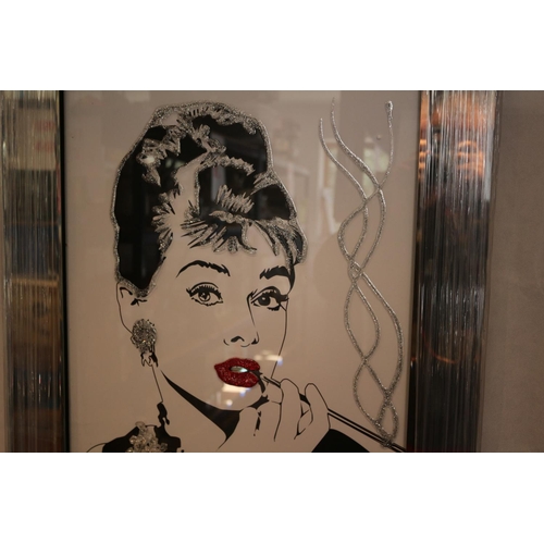 213 - The Iconic Audrey Hepburn Liquid Art Mirrored Picture. Size: H: 100cm x W: 60cm