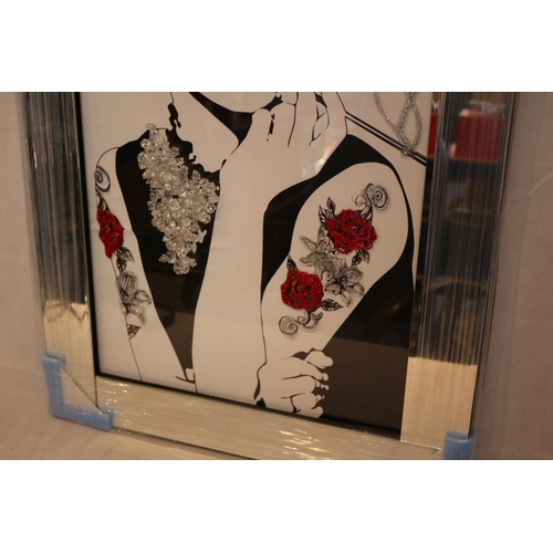 213 - The Iconic Audrey Hepburn Liquid Art Mirrored Picture. Size: H: 100cm x W: 60cm