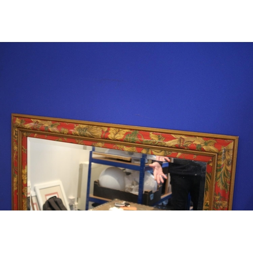 214 - Large Ornate Bevel Glass Mirror 4ft x 3ft with Decorative Frame