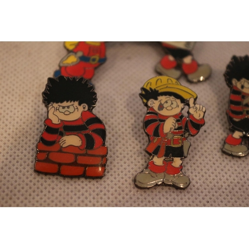 216 - Collectable Dennis The Menace Pin Badges.