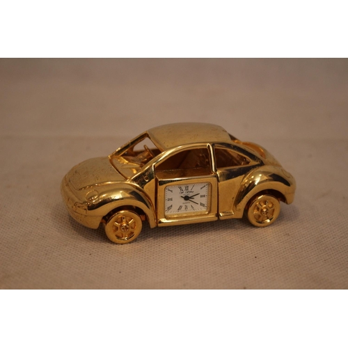 217 - Volkswagen Beetle Brass Model Clock