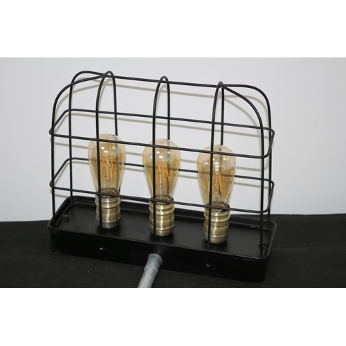 234 - An industrial Style 3 Bulb Cage Effect Bright Lighting unit Ideal For Man Cave, Working When Removed... 