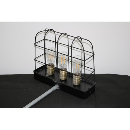 235 - An industrial Style 3 Bulb Cage Effect Bright Lighting unit Ideal For Man Cave, Working When Removed... 