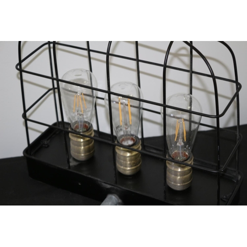 235 - An industrial Style 3 Bulb Cage Effect Bright Lighting unit Ideal For Man Cave, Working When Removed... 